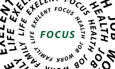 FOCUS word in the middle of a circle of letters.