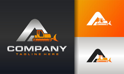 bulldozer letter A logo © Hasim