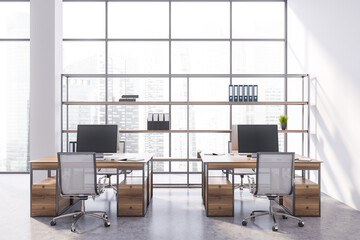 Stylish white open space office