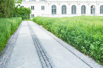 repair, construction of a park path, work in process