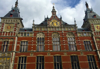 Amsterdam Centraal station, the city's main train station in North Holland, Netherlands