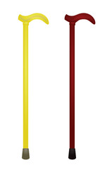 Yellow and red walking sticks. vector illustration