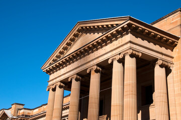 Sydney Australia, entrance is to the State Library of New South Wales a public library established in 1826 it is the oldest library in Australia.