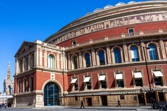London, UK, April 1, 2012 : The Royal Albert Hall theatre concert hall in Kensington where the Proms classical concert is held each year which is a popular tourism travel destination visitor landmark