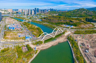 Aerial scenery of Hengqin Free Trade Zone, Zhuhai City, Guangdong Province, China