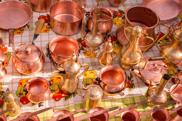 copper pots at the gypsy fair