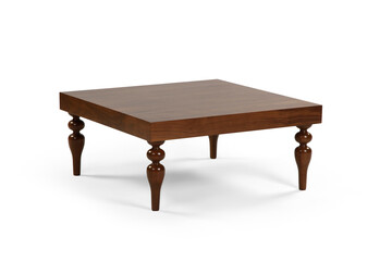 Brown coffee table on white background