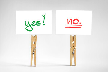 two signs with yes and no choice, decision concept

