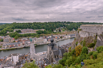 Fototapeta na wymiar Dinant vista aerea della città dalla sommità della cittadella, Dinant, Belgio