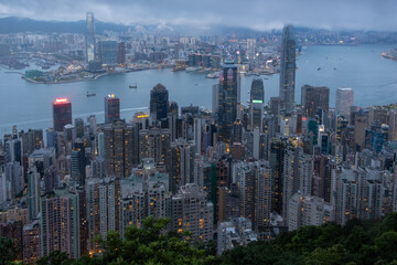 Obraz premium Victoria Harbour in Hong Kong during the third wave of pandemic
