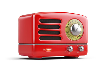 Vintage red radio reciever isolated on white - 3d rendering