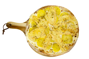 tarte au fromage Munster sur un fond blanc