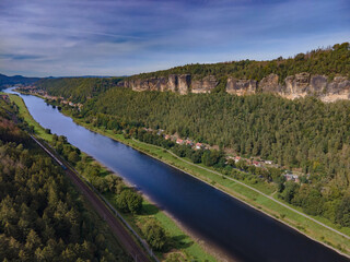 Sächsische Schweiz Fluss Bad Schandau Luftaufnahme Drohne Bild 4
