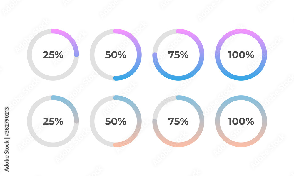 Poster circular progress loading bar. vector progress rings.