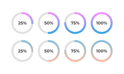 Circular progress loading bar. Vector Progress Rings.	