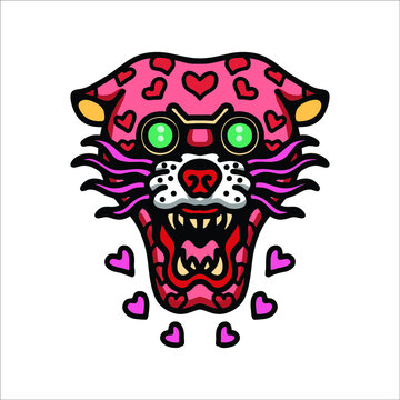 panther in love tattoo vector design