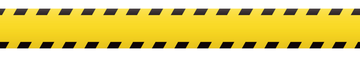 Barricade tape. Seamless boundary line. Yellow and black barrier tape. Construction border.