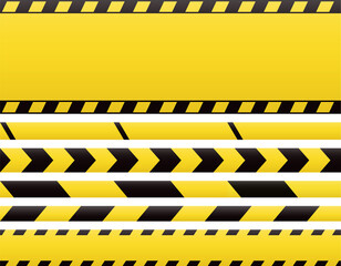 Seamless barricade tapes and web banners. Barrier line and blank construction border tape