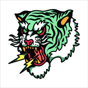 angry tiger tattoo vector design