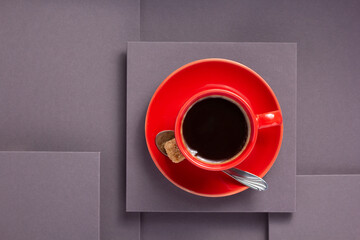 cup of coffee at abstract grey or grey background
