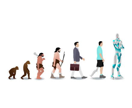 Evolution human to robot cyborg, history man evolve