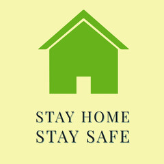 Stay home stay safe, covid-19 safety illustration image. 