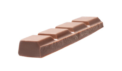 Piece of delicious milk chocolate isolated on white