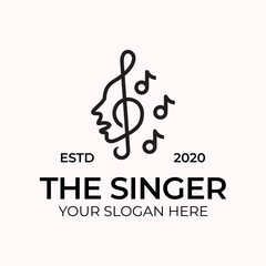 line art style the singer musician logo design