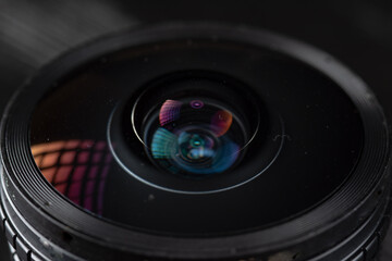 Close-up of the pre-lens fisheye lens.
