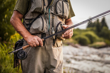The fisherman is ready to go fishing.