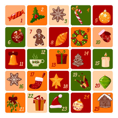 Advent calendar with different elements.