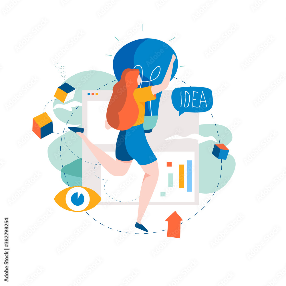 Poster digital content management, creating engaging online content, online news flat vector illustration d