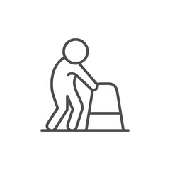 Person with walking frame line icon