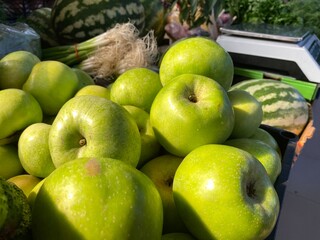 fruit in the market green apples