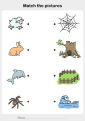 match the pictures of Animal and Their Homes. - Flashcards for education.