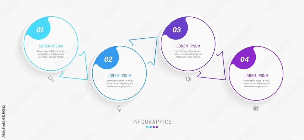 Wall mural vector infographic label design template with icons and 4 options or steps. can be used for process 