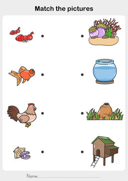 match the pictures of Animal and Their Homes.  - Flashcards for education.