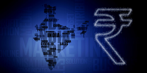 Rupee currency . 2D rendering illustration