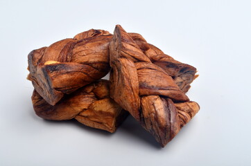 Braided Dried Melon isolated on white background, dried fruits