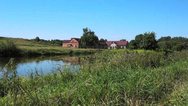 Abandoned house for servants in an old gentry manor in Priluki, Belarus. Historic buildings in Priluki town. Distillery, Brewery.
