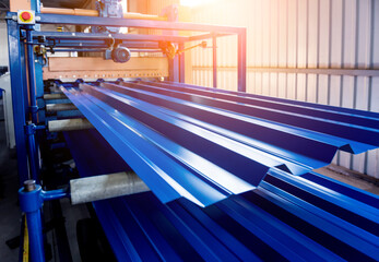 Metal sheet forming machine at the modern metalwork factory.