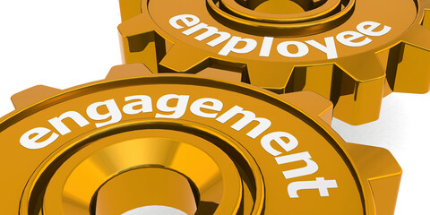Employee engagement word on golden gears