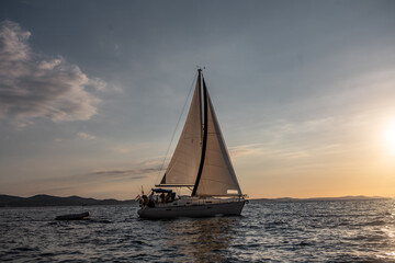 A vintage sailboat at the coast of Zadar, in Croatia.