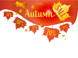 Autumn sale background banner with autumn leaves.