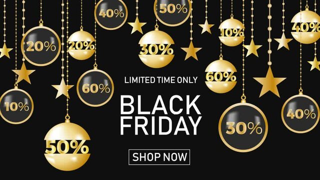 Black Friday Sale , Shop Now. Balls That Rocks Like A Christmas Tree.  2D Animation. Clip Footage 4k For Gif