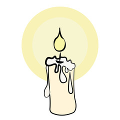 burning candle for christmas and different holidays. Vector isolated image
