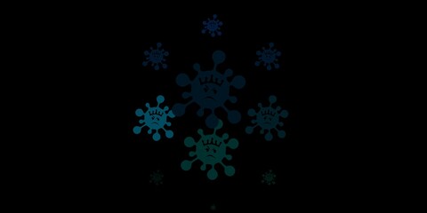 Dark blue, green vector template with flu signs.