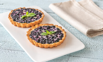 Two tartlets with fresh blueberries