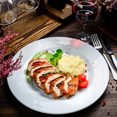 chicken breast and mashed potato