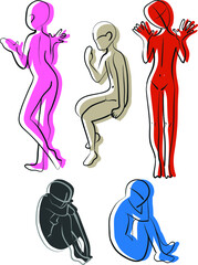 person silhouette set. colorful human silhouette